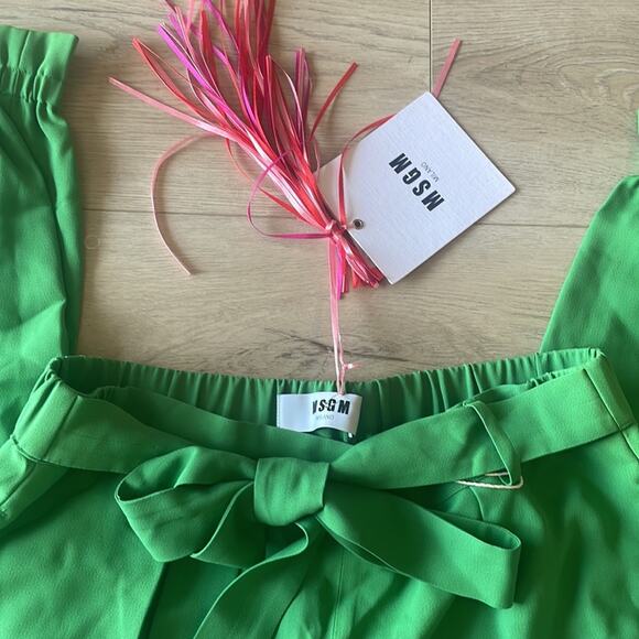 MSGM Green Paperbag Belted Trousers Joggers - Picture 6 of 13